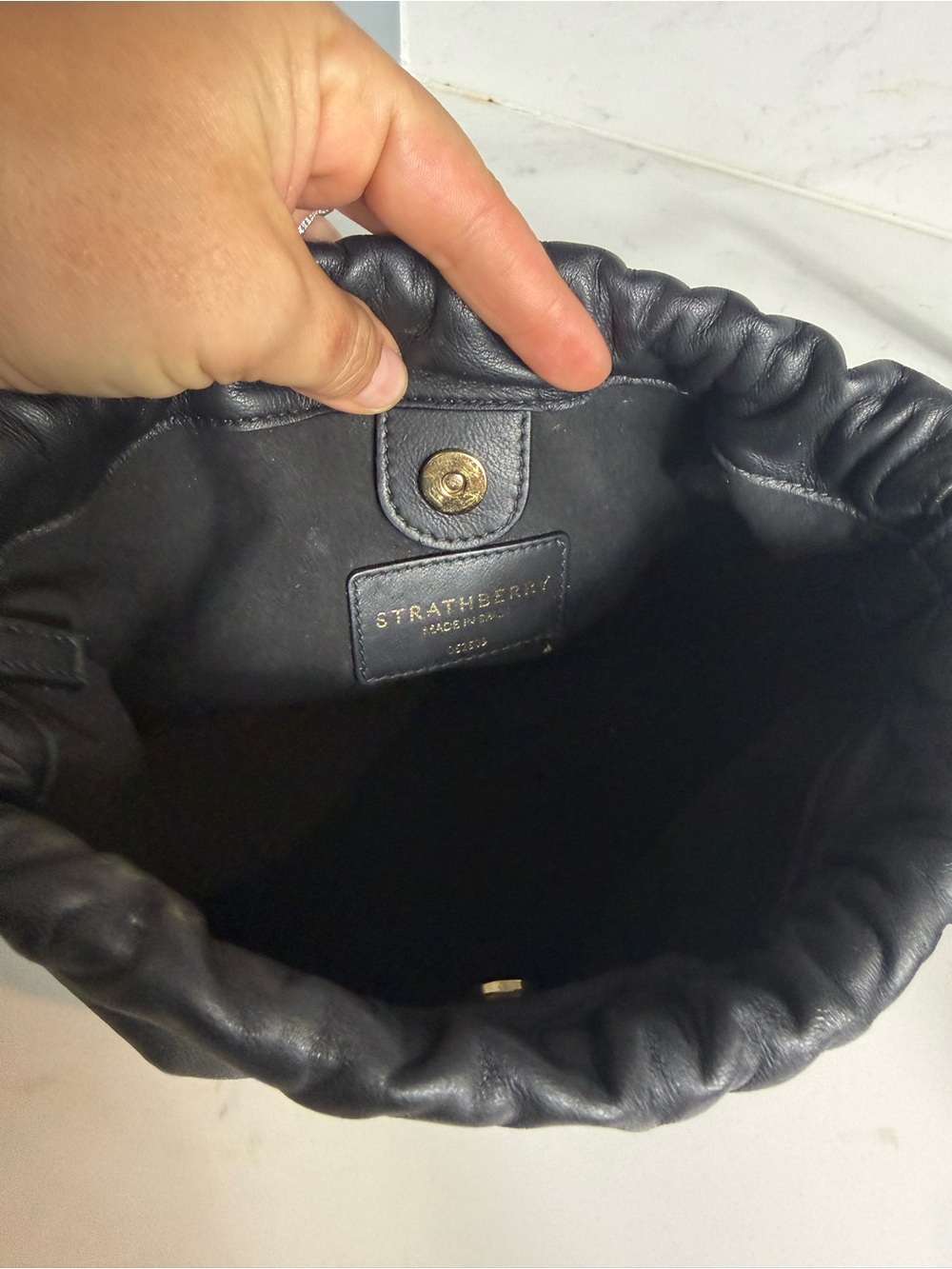 Strathberry Charlotte Drawstring BLACK - Picture 9 of 12